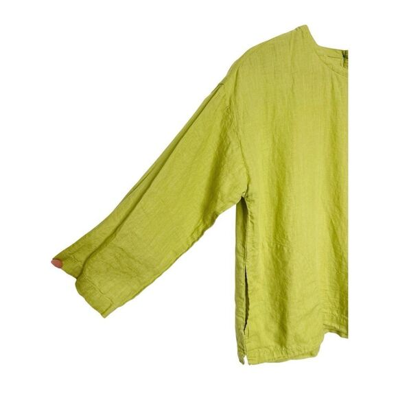 Eileen Fisher Organic Handkerchief Linen 3/4 Sleeve Top Green Size 2-4 Petite - Picture 5 of 7